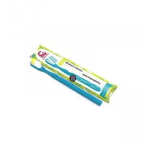 Lamazuna Cepillo de dientes de bioplástico con cabezal reemplazable, suave, azul