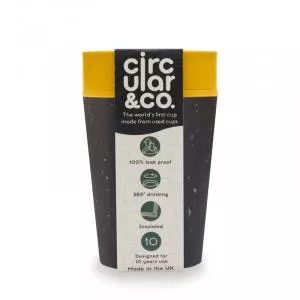 Circular Cup (227 ml) - negro/amarillo mostaza - de vasos de papel desechables