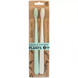 Jack n Jill NFco. Juego de cepillos de dientes SOFT - blanco menta (2 pcs) - fabricado con almidón de maíz sin gmo