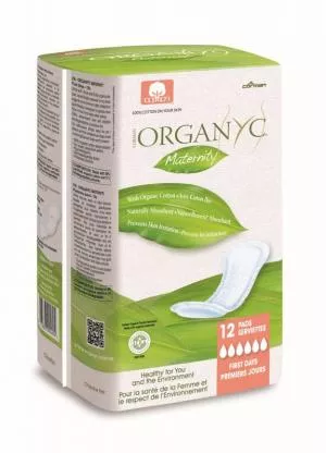 Organyc Compresas de posparto (12 unidades) - 100% algodón orgánico, 6 gotas
