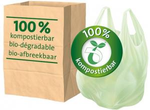 Bolsas biocompostables con asas (6 unidades) - 35 l