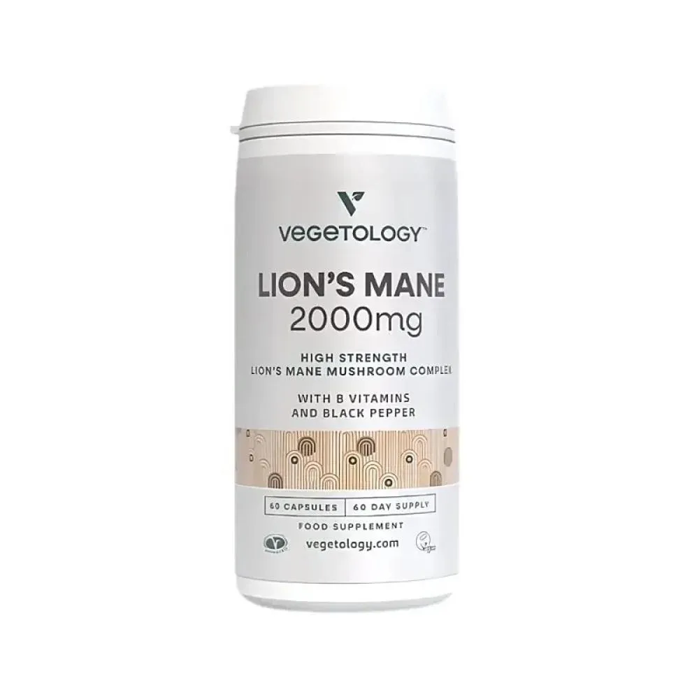 Vegetology Vegan Lion's Mane 2000 mg B-Complex, 60 cápsulas