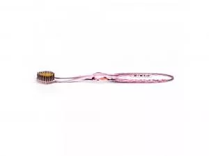 Nano-b Cepillo de dientes con oro y carbón activado rosa - mediano