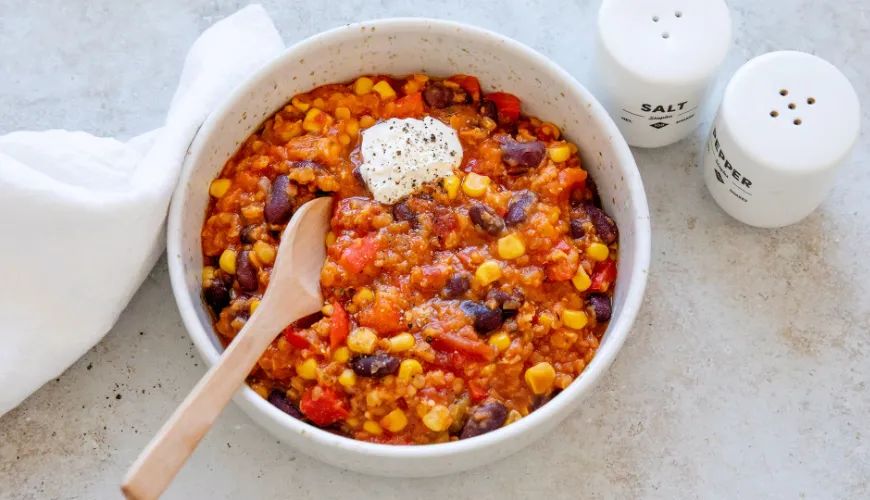 Delicioso y rápido chili sin carne lleno de salud