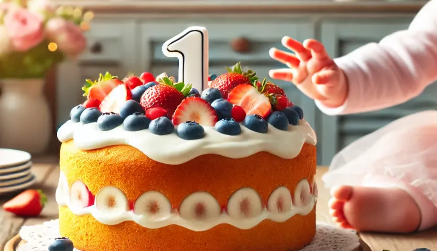 Tarta de bizcocho ligera para un niño de un año llena de fruta